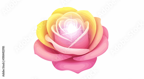 A beautiful gradient rose with a glowing, ethereal center, symbolizing love, beauty, and gentle light