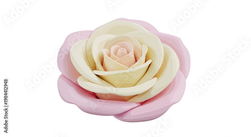 A delicate pale pink and cream rose flower with soft petals, symbolizing love and beauty, perfect for romantic occasions and floral arrangements