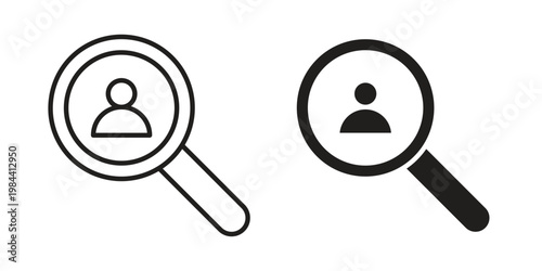 Recruitment icon outline and solid set. Graphic icons