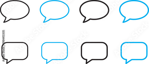 speech bubble chat and message dialogue minimal outline icon set