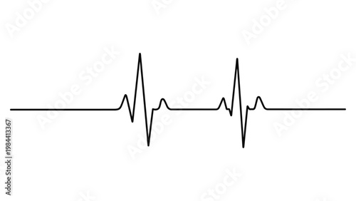 ECG heartbeat rhythm line graph illustration. Continuous line style. Hand drawn. Line art. Vector design. illustration