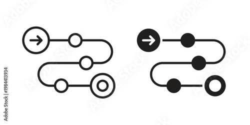 Roadmap icon outline and solid set. Graphic icons