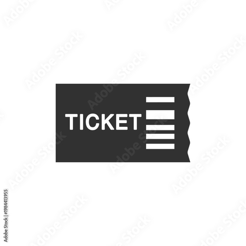 Ticket with barcode lines icon. Event access and scan validation. Monochrome black and white symbol