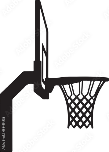 Basketball Hoop and Backboard Silhouette Vector Icon