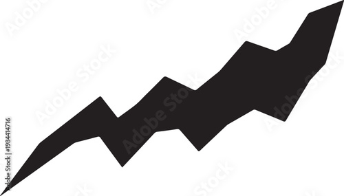 Black Jagged Crack Fissure Silhouette Isolated on White Background