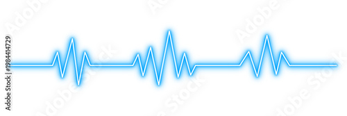 Heartbeat pulse waveform with blue neon glow effect concept of electrocardiogram rhythm. Heartbeat wave electronic signal data visualization for medical healthcare and cardiology. Stock vector.