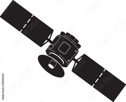 Satellite Silhouette Icon for Space and Telecommunications
