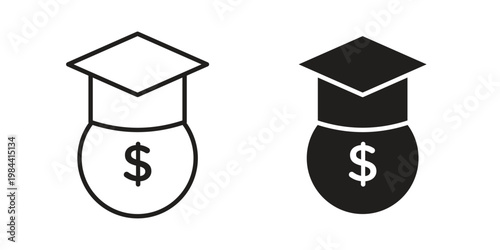 Scholarship icon outline and solid set. Graphic icons