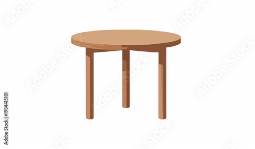 Round wooden side table vector illustration minimalist furniture for living room and bedroom interior decor