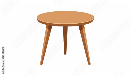 Minimalist wooden round side table top view perspective vector illustration for modern home furniture design