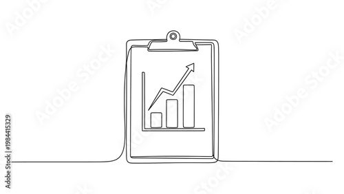 Continuous line drawing of business growth graph. Continuous line style. Hand drawn. Line art. Vector design. illustration