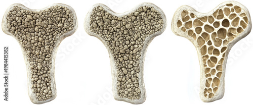 three,different types ,organic ,material,shape ,structure , human bones,