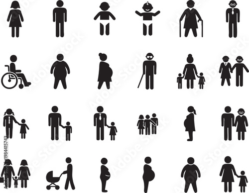 Diversity and Inclusion People Silhouette Icons Set