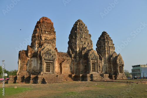 Phra Prang Sam Yot is a Landmark 13th Century Angkor Temple in Lopburi Thailand.