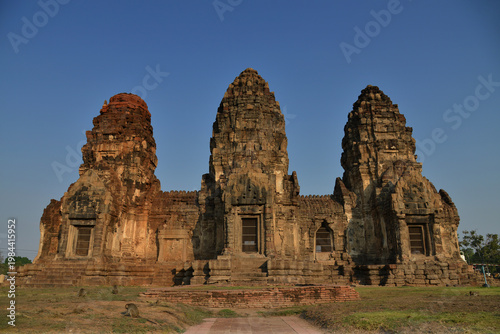 Phra Prang Sam Yot is a Landmark 13th Century Angkor Temple in Lopburi Thailand.