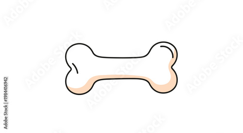 Minimalist illustration of a classic white dog bone with a black outline isolated on a clean white background.