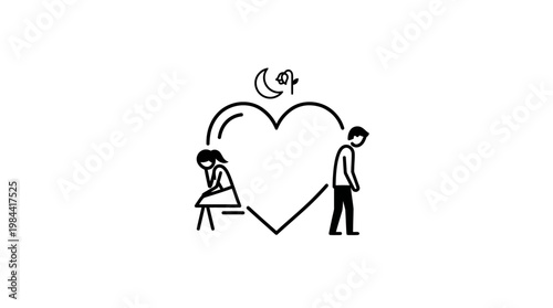 Heartbreak and Separation Concept in Simple Black and White