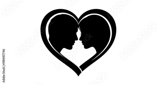 Black silhouette of loving couple kissing.