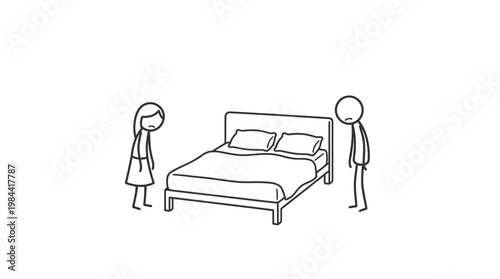 Couple Standing Near Bed Arguing