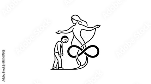 Woman Controlling Man with Infinity Symbol Concept