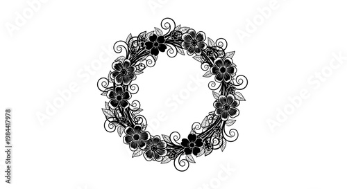 Black skulls decorative circular design.