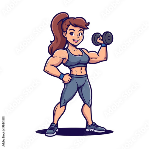 young woman lifting weights