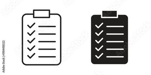 Task list icon outline and solid set. Graphic icons