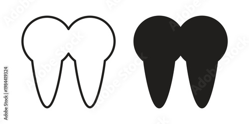 Tooth icon outline and solid set. Graphic icons