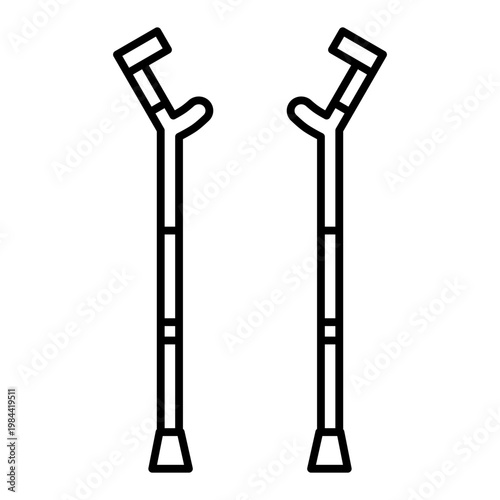 crutch pair line icon with editable stroke