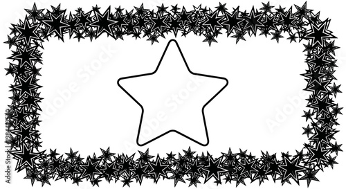 Black star shape Christmas decoration symbol.