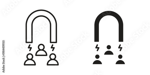 User engagement icon outline and solid set. Graphic icons
