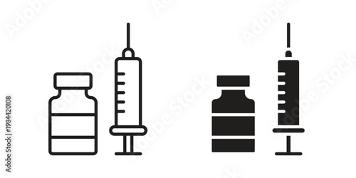 Vaccination icon outline and solid set. Graphic icons