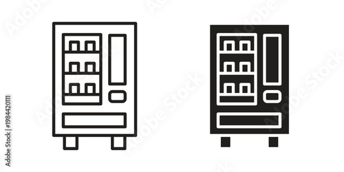 Vending machine icon outline and solid set. Graphic icons