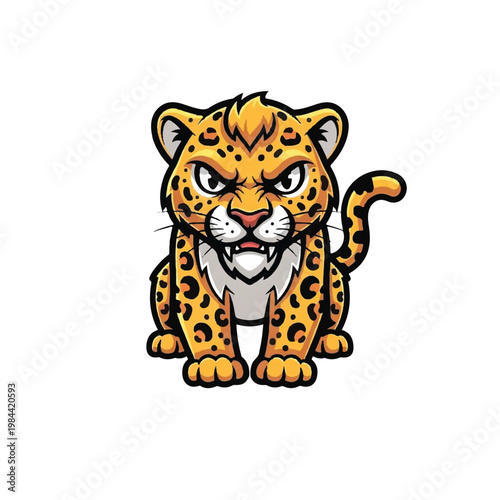 Cartoon angry leopard with spots.
