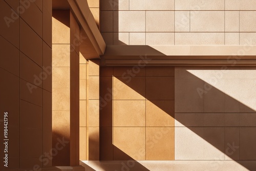 Wallpaper Mural Minimal building facade with geometric shadows sunlight modern architecture abstract background Torontodigital.ca