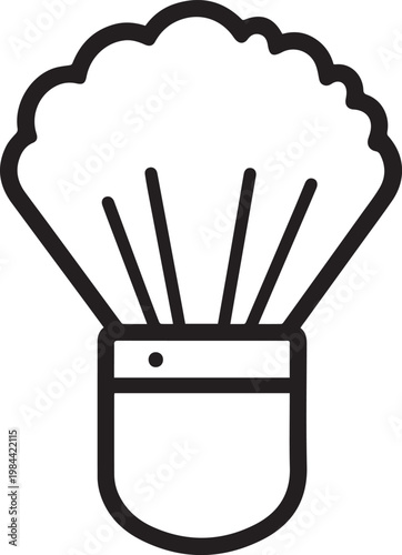 A minimalist, line-art rendering of a beauty brush, highlighting the essential form and function, perfect for design needs.