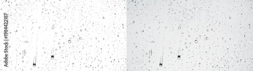 Tableau sur toile Water drops rainy glass window overlay with vertical drips on PNG transparent ba