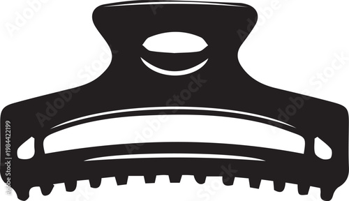 An elegant illustration of a sleek, black hair claw, a minimalist and functional hair accessory essential for styling and managing hair.