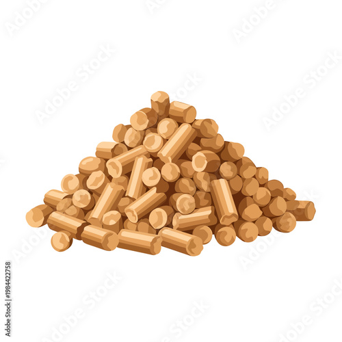 Wood pellets for renewable energy biomass heating isolated vector