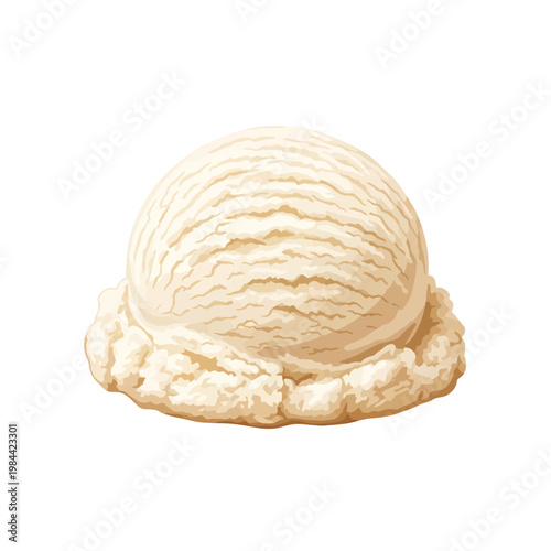 Single Scoop of Vanilla Ice Cream Vector Illustration
