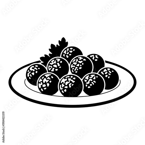 Falafel balls on a plate with parsley garnish vector illustration