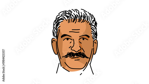 Portrait of the leader of the Soviet Union, flat vector illustration.