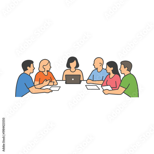 Diverse group of colleagues sitting around a table having a productive business meeting
