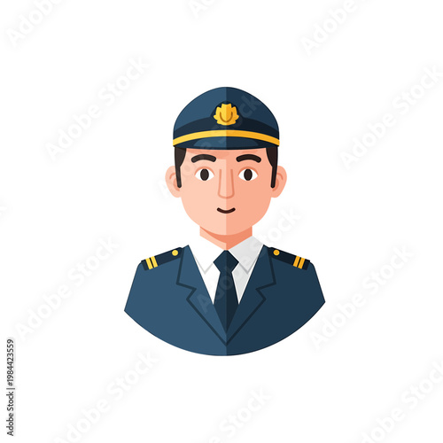Pilot Avatar Illustration of an Airline Captain in Uniform