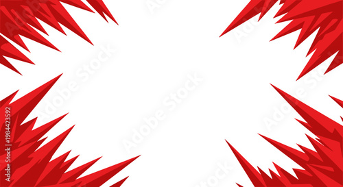 A red and white abstract image with sharp points
