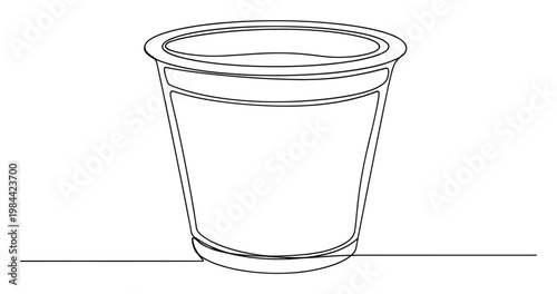 Minimalist one line sketch of a generic disposable cup, ideal for product packaging presentations, food industry branding, or modern ecofriendly marketing visuals.