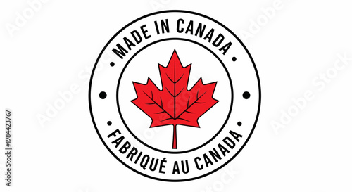 Made in canada logo with red maple leaf