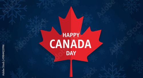 Happy canada day celebration with red maple leaf