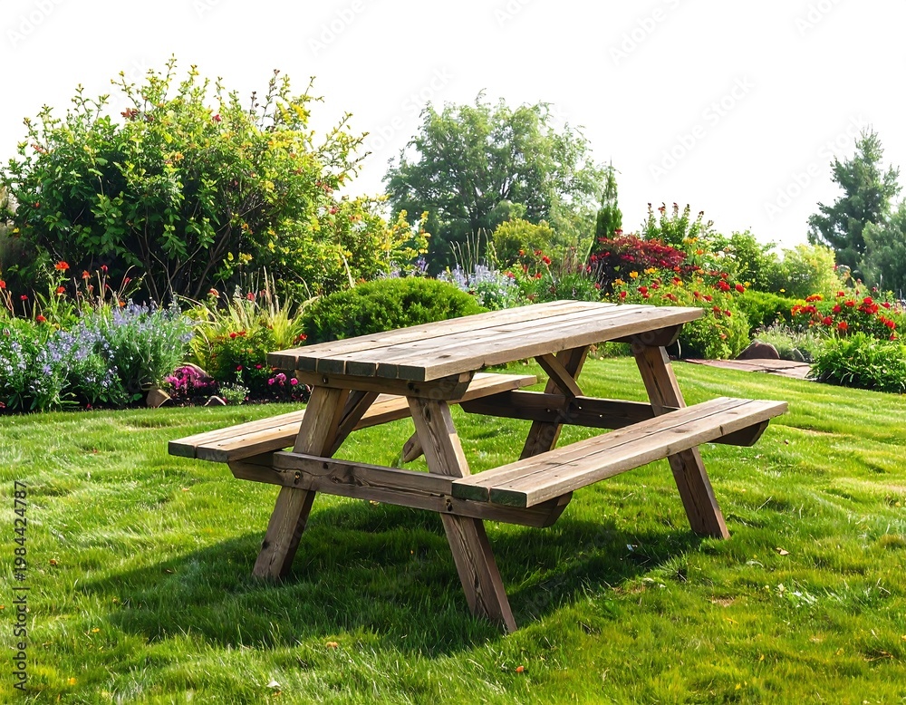 Fototapeta premium Picnic Table in a Garden.