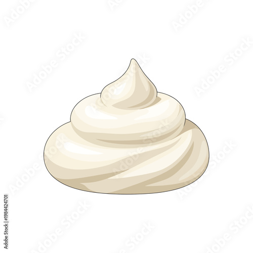 Vector illustration of a swirl of white whipped cream or frosting